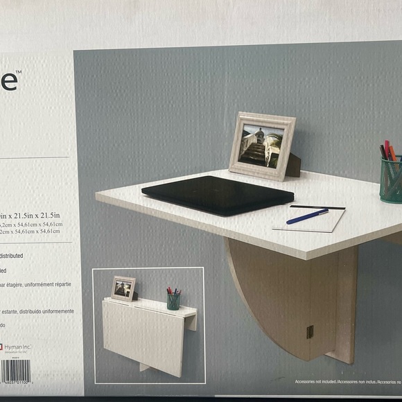 Folding Wall Desk, Arts & crafts, Kitchen 30” Wide Depth x 21.5” Height, white - Picture 5 of 9